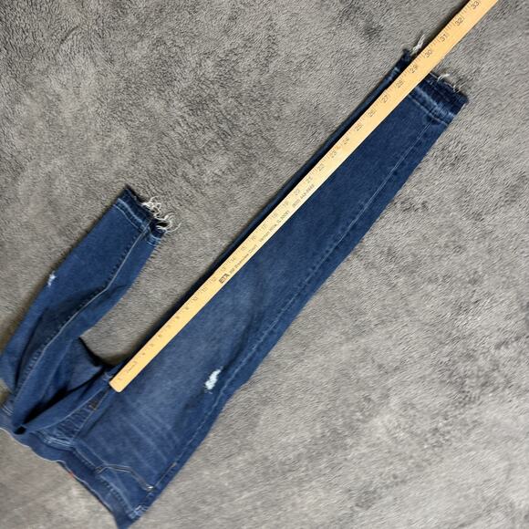 Spanx Distressed Skinny Denim Blue Jeans Jeggings Elastic Waist Raw Medium Tall - Picture 4 of 8